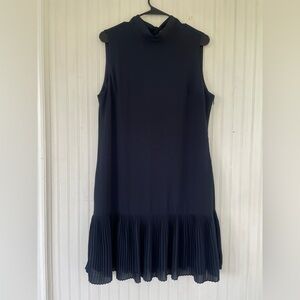 Nanette Nanette Lepore Navy Blue Sleeveless Drop Waist Pleated Dress Size 12